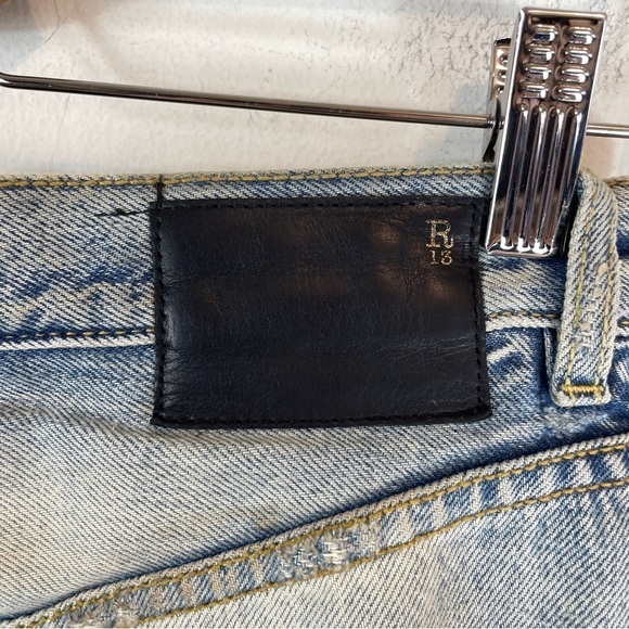 R13 Double Classic Shredded Jeans Leyton Blue Size 25 - Picture 8 of 14